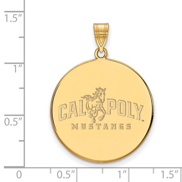 14k Gold Plated Silver California Polytech XL Disc Pendant